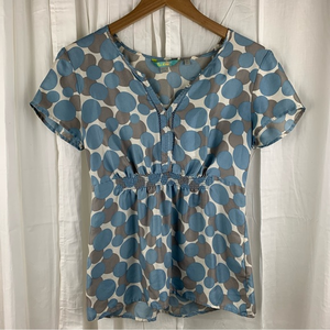 Boden 100% Silk Peplum Top w/ Smocked Waist Detail Size‎ US4/UK8